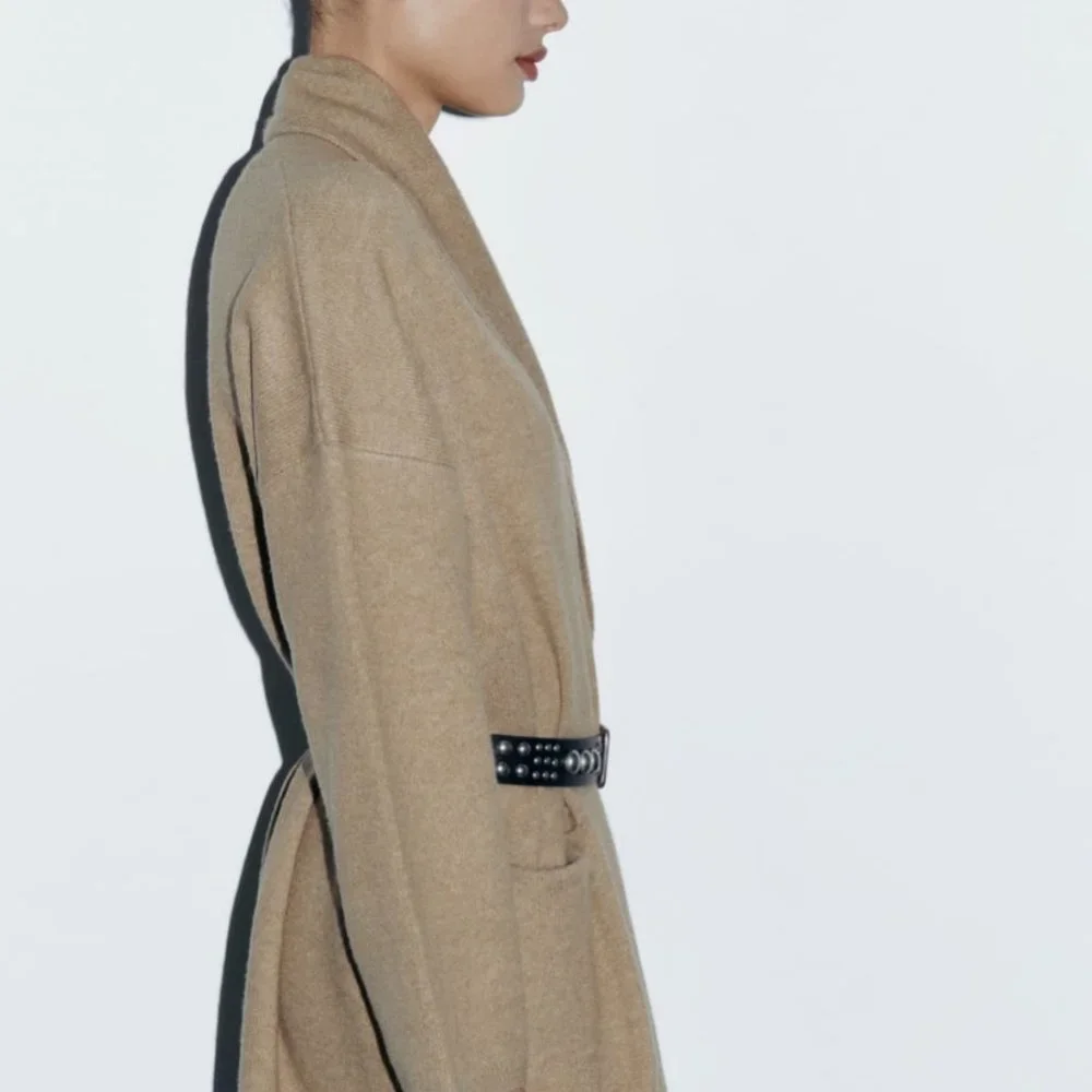 ZARA Women's Oversized Soft Knit Coat(Green marl , US S, M / EUR S, M) - Picture 4 of 11